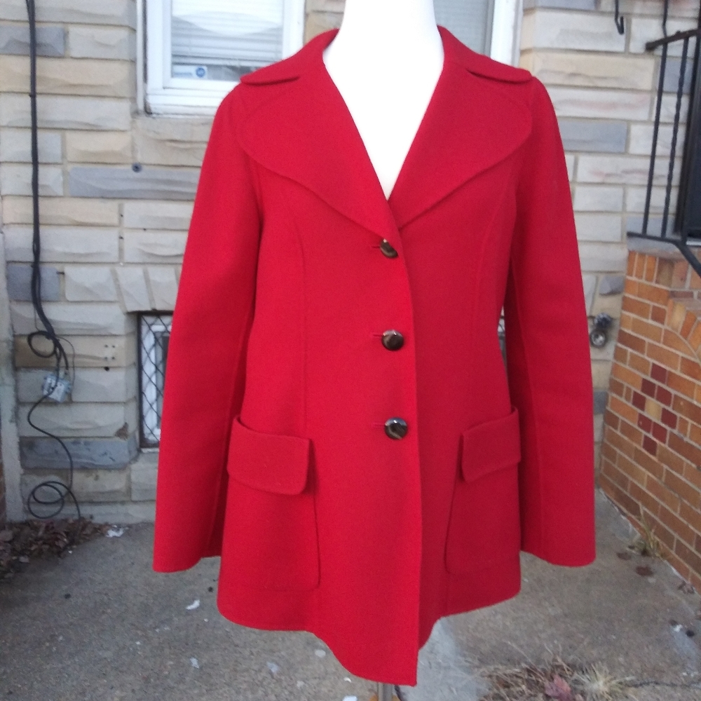 🆕Talbots | 100% Wool Light Peacoat In Red Women's Size 6 Petite Womens Red Coat